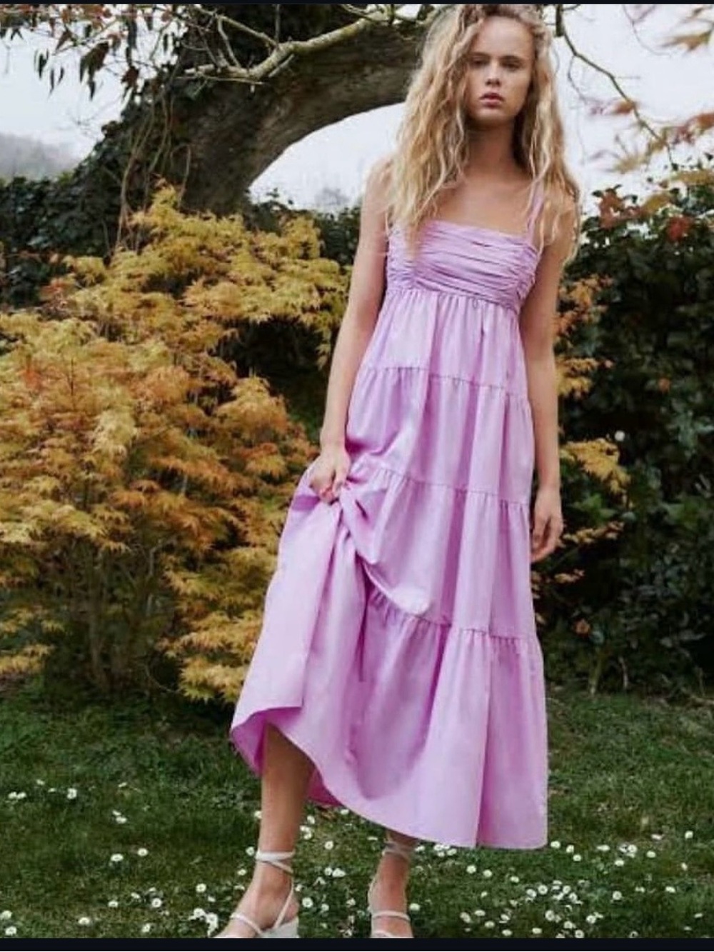 Lilac Tiered Maxi Dress Zara